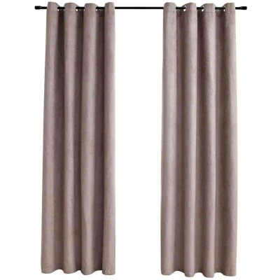 Image of vidaXL Blackout Curtains with Metal Rings 2 pcs Taupe 140x245 cm
