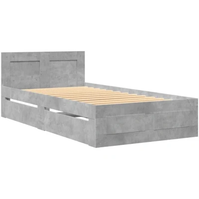 Image of vidaXL Bed Frame with Headboard without Mattress Concrete Grey 75x190 cm Small Single