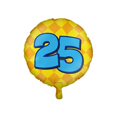 Image of PD Party 7042122 Happy Foil Balloons Celebration Decorations 25 Years, Gold/Yellow, 46cm Length x Width Height