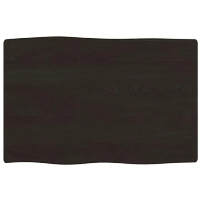 Image of vidaXL Treated Solid Oak Wood Table Top with Live Edge, 60x40x2 cm, Dark Grey for Residential or Commercial Use