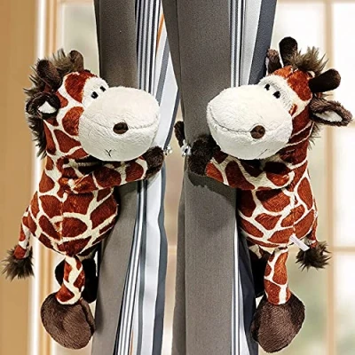 Image of NC Curtains Tieback, 2Pcs Plush Fabric Animal Curtain Straps, 30cm/11.8inch, for Kids Child Nursery Room Window Decorations