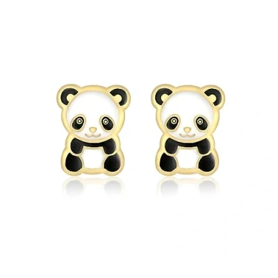 Image of Carissima Gold Women&#039;s 9ct Yellow Enamel Panda Stud Earrings