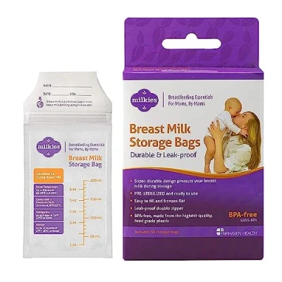 Image of Milkies No Break, Leak Breast Milk Storage Bags, 50 count, BPA Free by