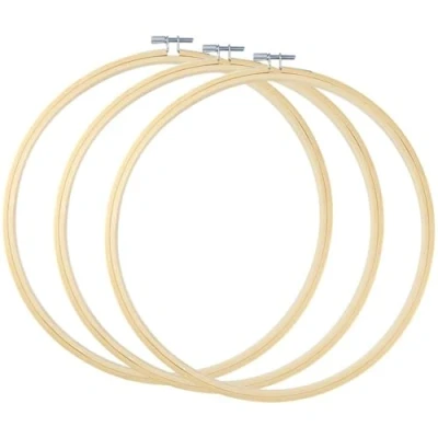 Image of TOKERD 3 Pcs 8 inches Embroidery Hoops Round Cross Stitch Circle 20cm Rings for DIY Art Craft Sewing Wreaths Decoration
