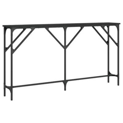 Image of vidaXL Black Console Table with Adjustable Feet, Engineered Wood and Metal Frame, Ideal for Living Room Hallway