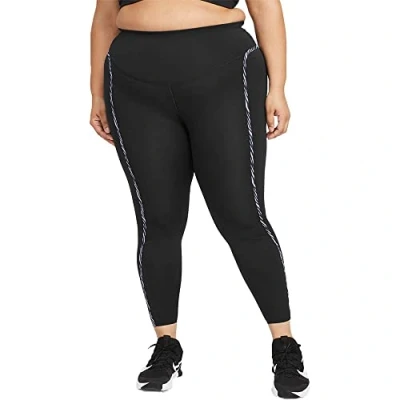 Image of Nike CZ9210 010 W ONE Luxe ICNCLSH TGT Leggings Womens Black/Purple Chalk/(Clear) S