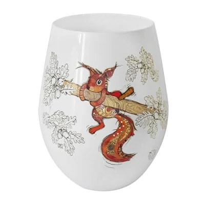 Image of Lesser &amp; Pavey Ceramic Stemless Cup Tumbler Lovely Wine Gifts for Women Men Sammy Squirrel Drawing Drinkware Microwaveable Mug Bug Art