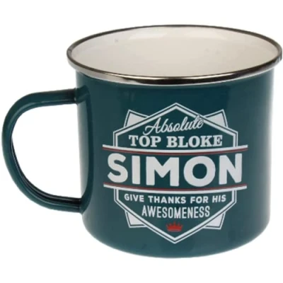 Image of FabFinds Coffee Mug Personalised Enamel Tea Cup (Simon)
