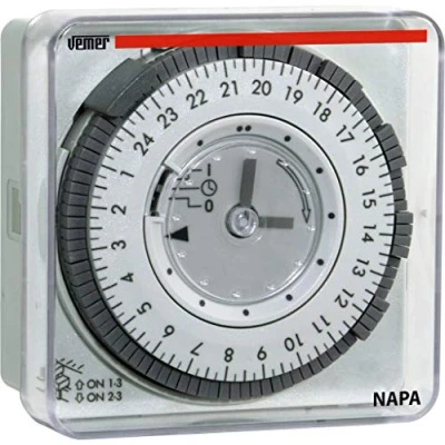 Image of VEMER VP886600 model NAPA RD Electromechanical time switch with daily programming. Panel mounting