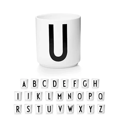 Image of Design Letters Coffee Cup (A Z) Gift for Christmas Men &amp; Women Porcelain Mug Personalised Initial Decorations/Table Decoration Letter White 250 Ml