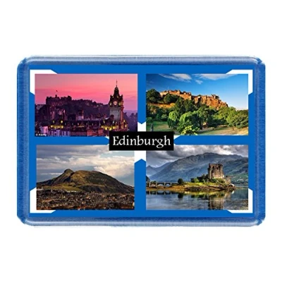Image of Edinburgh Postcard Style Design 7cm x 4.5cm Novelty Tourism Fridge Magnet.