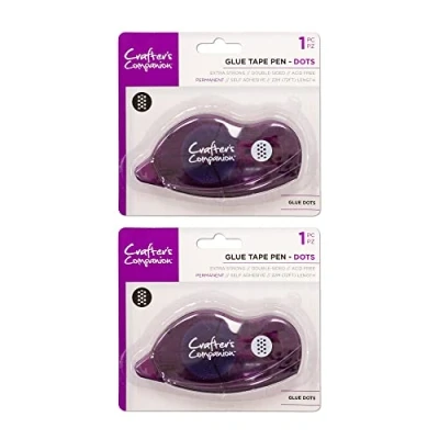Image of Crafter&#039;s Companion Glue Tape Roller Dots Double Sided Extra Strong Adhesive Dispenser Easy Use &amp; Mess Free Perfect for Crafting, Card Making, Scrapbooking Stationery (Pack of 2)