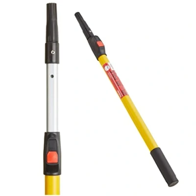 Image of ProDec 2&#039; 4&#039; (0.6 1.2m) Button Lock Fibreglass &amp; Aluminium Extension Pole for Paint Roller Frames,Gives Extended Reach Compatible with Screw Push Fit Frames,2 feet 4 Trade Professional