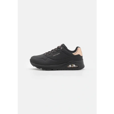 Image of Skechers Wide Fit UNO Trainers, Women&#039;s, Size: 5, Black /rose gold Pu
