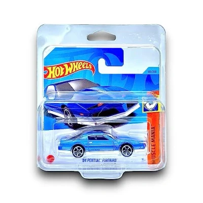 Image of Hot Wheels &#039;84 Pontiac Firebird (Metallic Light Blue &amp; White) 8/10 Muscle Mania 2023 180/250 (Short Card) COMES IN A KLAS CAR KEEPER PROTECTIVE COLLECTORS CASE HKJ57