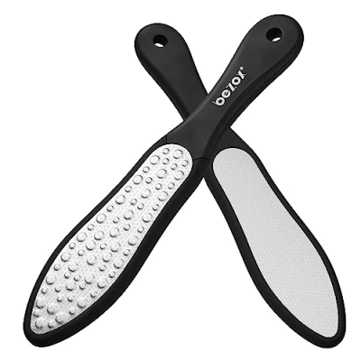 Image of BEZOX Premium Foot File, Double Side Pedicure Rasp, Dead Hard Cracked Skin Calluses Remover, Portable Care Tool, Heavy Duty Stainless Steel (Soft Silicone Handle)