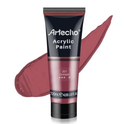 Image of Artecho Professional Acrylic Paint, Crimson Red (120ml / 4.05oz) Tubes, Art Craft Paints for Canvas Painting, Rock, Stone, Wood, Fabric, Supplies Artists, Adults, Students, Kids