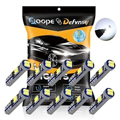 Image of DEFVNSY 10PCS Bright White T5 W3W 74 286 70 2721 W1.2W Led Wedge Dashboard Lamps 12V Car Interior Lights Bulb Warning Indicator Instrument