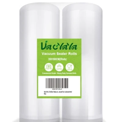 Image of VacYaYa 2 Pack 20x1500cm Rolls (Total 30m) Vacuum Food Saver Sealer Machine Freezer Bags with BPA Free,Heavy Duty,Great for Sous Vide and Vac Seal Storage