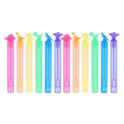 Image of Mini Bubble Wands Assorted Bubbles Blowers for Kids Childrens Birthday Party Bag Toys Favours (Dinosaurs, 12, Tubes)