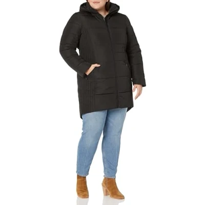 Image of EVANS Women&#039;s Plus Size Contrast Zip Coat, Black, 22