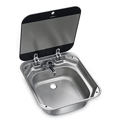 Image of DOMETIC SNG 4244 Square sink with glass lid, 420 x 440 mm for caravan and camper