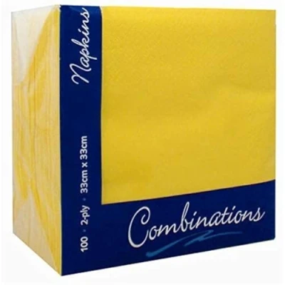 Image of Combinations Napkins 2ply 100 Pieces for Parties/Events/Dinners/Home (Yellow)