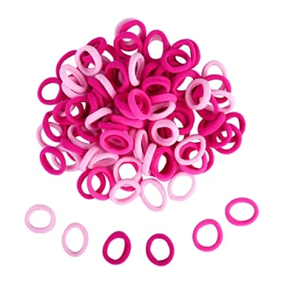 Image of Baby Hair Bands Kids Toddler, 100 Pieces Pink Soft Small Tiny Elastic Ties Rubber Ponytail Holders for Girls