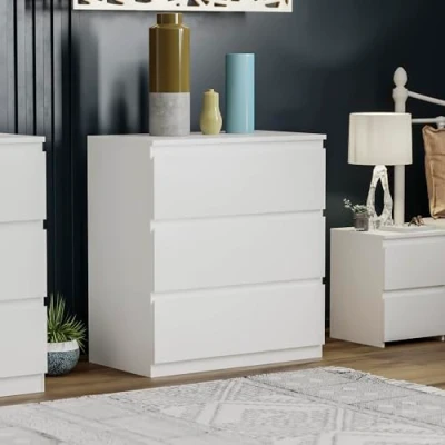 Image of Vida Designs 3 Drawer Chest for Clothes Closet Organizers and Storage Cabinet Hallway, Entryway (White, Matte)