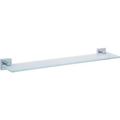 Image of tesa Ekkro glass shelf, high gloss chromed metal, self adhesive, adhesive mounting technology, 50mm x 600mm 120mm
