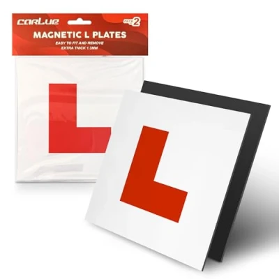 Image of CarLue Magnetic L Plates Red Plate 2 Pack for Car Motorcycle &amp; Accessories Learners and Driving Instructors, Fully Extra Thick Strong Hold Learner