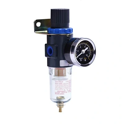 Image of 1/4&quot;NPT Air Filter Pressure Regulator, Water Trap Tool Compressor with Gauge