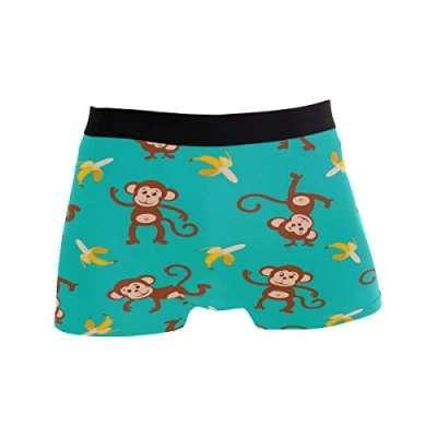 Image of ZZKKO Monkey Banana Mens Boxer Briefs Underwear Breathable Stretch Trunk With Pouch L Green