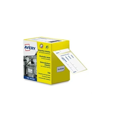 Image of AVERY Roll of 150 pre Printed Water Soluble Food traceability Labels for Restaurant or Home 70 x 40 mm