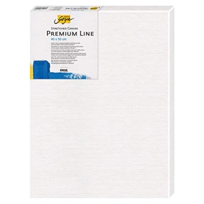 Image of Kreul Solo Goya Stretched Line, Premium Quality Stretcher Frame, Cotton Canvas 4 Times Primed Ideal for Oil, Acrylic and Gouache Paints, Approx. 40 x 50 cm, White