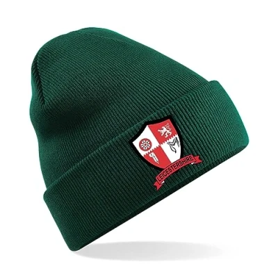 Image of Leicestershire County Mens Embroidered Beanie Hat, Bob Hat Cricket Sport Your Embroidery (Green)