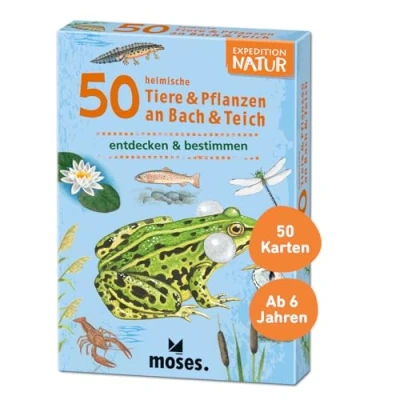 Image of moses. Expedition Natur 50 native animals and plants on stream pond determination cards in a set with exciting quiz questions