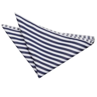 Image of DQT Men Blue Solid Plain Stripe Floral Paisley Polka Dot Pocket Square Thin White &amp; Navy