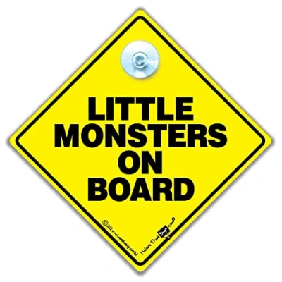 Image of Little Monsters On Board Car Sign, Baby Board, Monster Bumper Sticker, Decal, Grandchild Signs