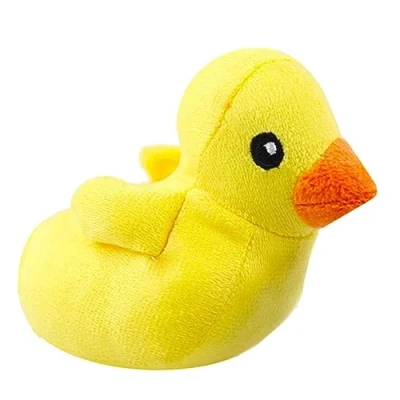 Image of BROLEO Dog Chew Toy, Small Yellow Duck Shaped Squeaky Plush Toy Interesting For Pet Supplies