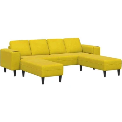 Image of vidaXL Sofa Set 3 pcs Yellow Velvet