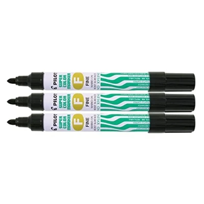 Image of PILOT SCA F Permanent Marker Pens Metal Body with Fine Bullet Tip Black Pack of 6aa
