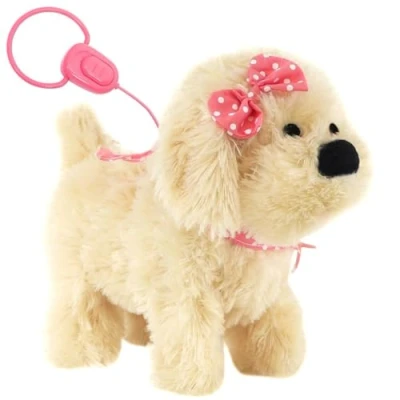 Image of Fluffy Plush Walking &amp; Talking Dog or Unicorn Toy Electronic Pet with Sounds (Dog)