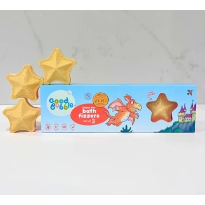 Image of Good Bubble Zog Golden Star Bath Fizzers Set of 3 Bombs for Toddlers Allergen Free Additive Kids