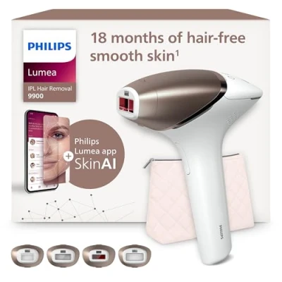 Image of Philips Lumea 9900 Series, IPL Hair Removal Device, Laser Alternative, SenseIQ and SkinAI Technology, 4 Attachments for Body, Face, Bikini Underarms, Corded &amp; Cordless Use, BRI951/01