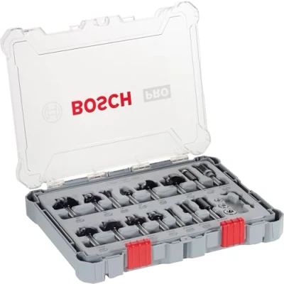 Image of Bosch Professional 15 pcs. Mixed Router Bit Set (for Wood, Ø 8 mm Shank, Accessory Router)