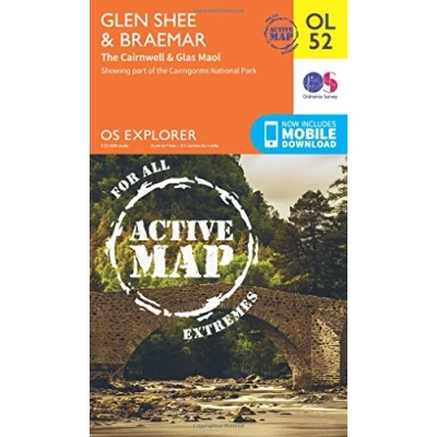 Image of Glen Shee &amp; Braemar Map Weatherproof The Cairnwell Glas Maol Ordnance Survey OS Explorer Active OL52 Scotland Walks Hiking Maps Adventure (OS Active)