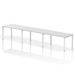 Image of Impulse Bench Single Row 3 Person 1400 White Frame Desk