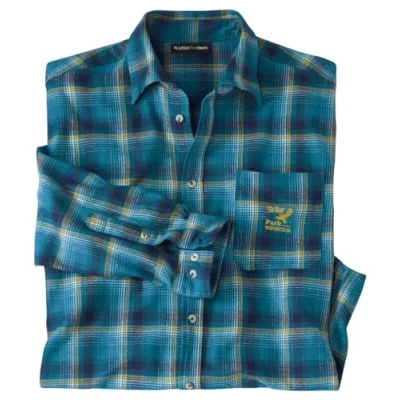Image of ATLAS FOR MEN Men&#039;s Blue Checked Flannel Shirt 3XL