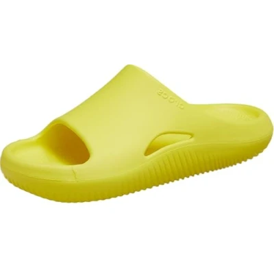 Image of Crocs Unisex Adult Mellow Recovery Slides, Cyber Yellow, 5 UK Men / 6 Women
